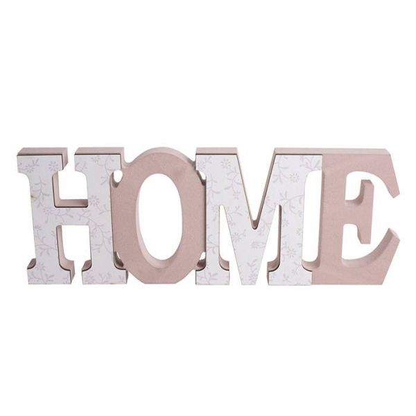 HOME felirat - pasztell rózsaszín/fehér - 35x13 cm